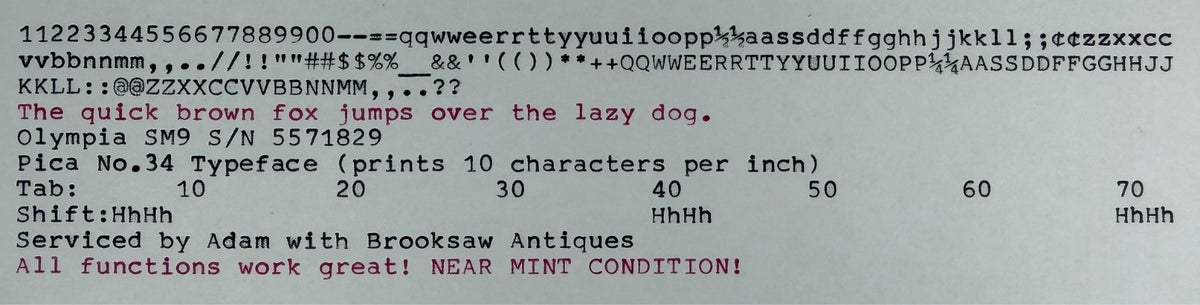Near Mint! Serviced 1978 Olympia SM9 Vintage Portable Typewriter Pica No.34